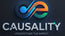 A digital logo design for 'CAUSALITY' featuring a stylized 'C' and 'a' in blue, orange, and green, with the tagline 'UNDERSTAND THE IMPACT' on a dark gray gradient background.